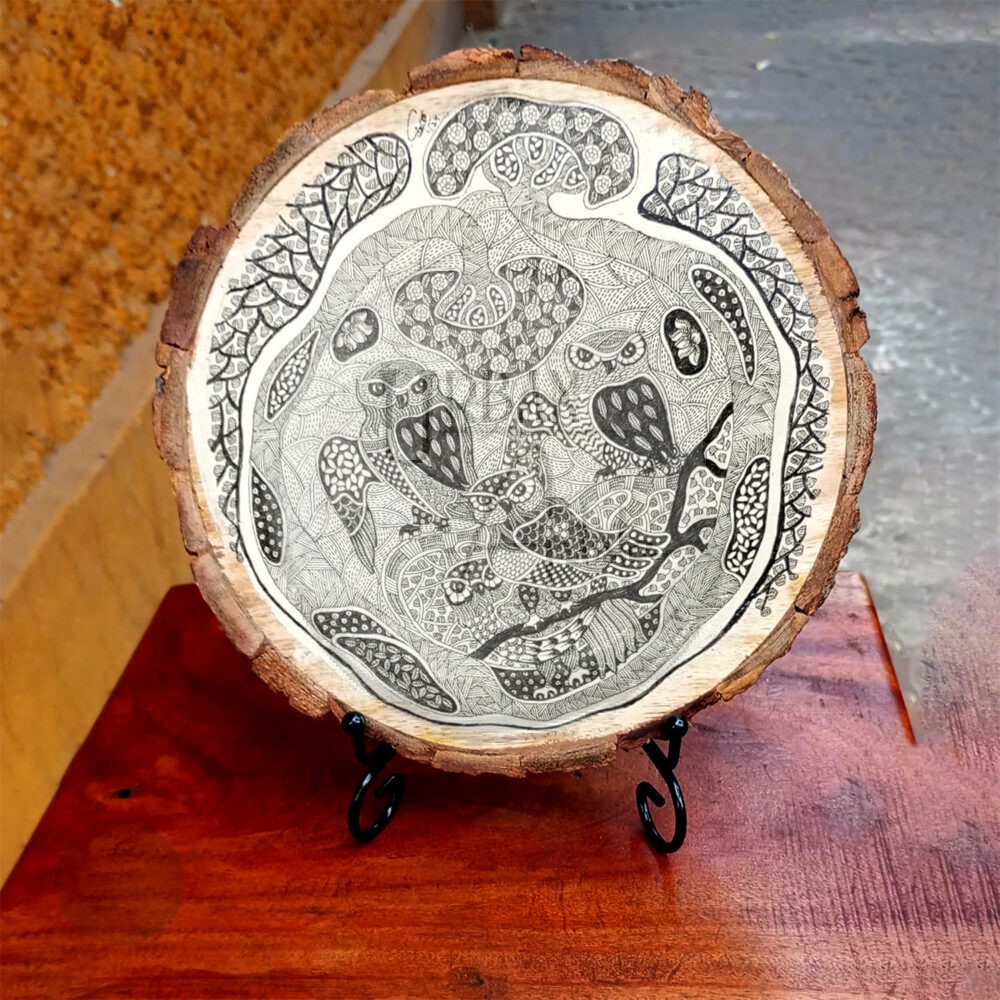 OWL MOTIF BARK PAINTAINGS